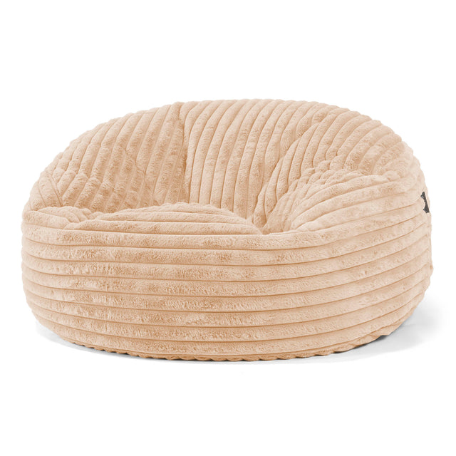 Canapé Pouf Géant Mammouth - Velours Côtelé Ultra Pelucheux Pêche 01