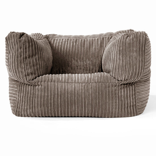 Albert Pouf Fauteuil Design - Côtelé Grège 01