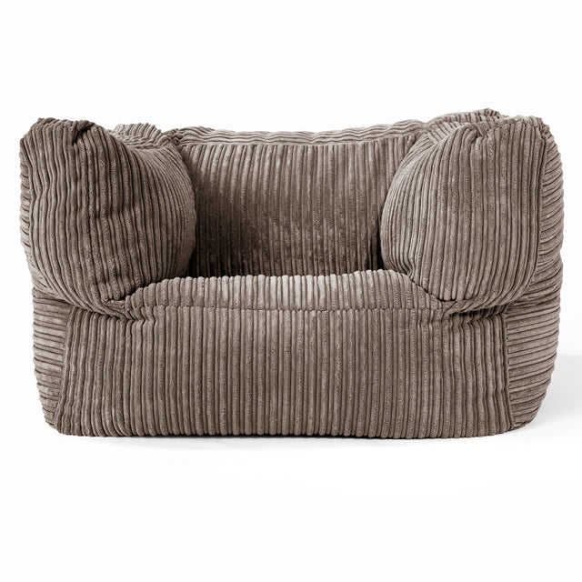 Albert Pouf Fauteuil Design - Côtelé Grège 01