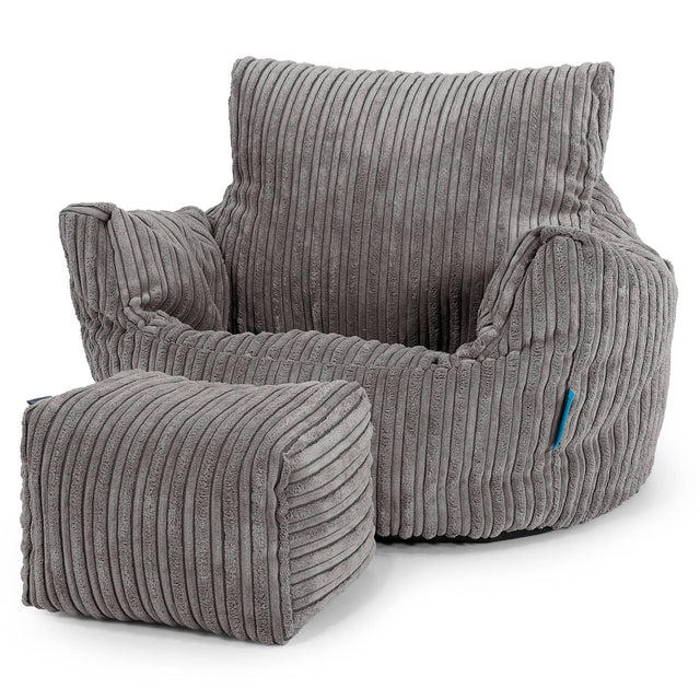 Fauteuil Pouf Bambin 1-3 ans - Côtelé Anthracite 02
