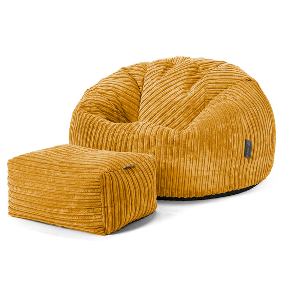 Pouf Poire Classique - Côtelé Miel doré 02