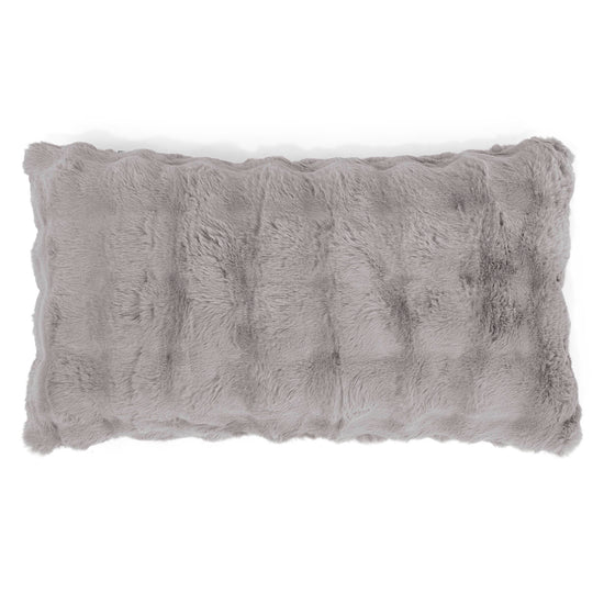 Housse de Coussin Rectangulaire Géant 40 x 70cm - Fausse Fourrure à Bulles Gris 01
