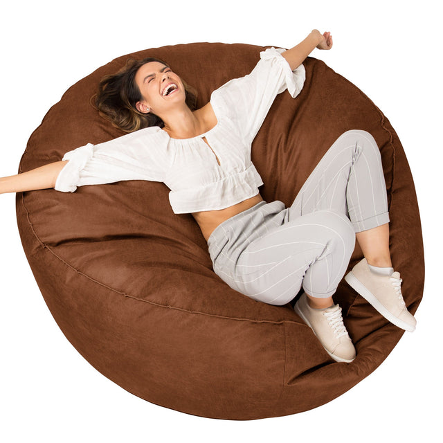Canapé Pouf Géant Grande Mammouth Housse de Remplacement - Cuir Vintage 01