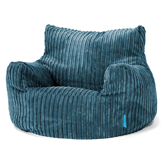 Fauteuil Pouf Enfant 3-8 ans - Côtelé Bleu Marine 01