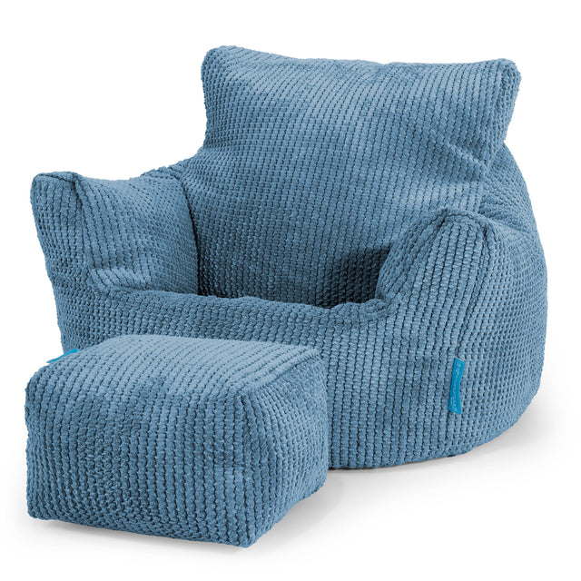 Fauteuil Pouf Bambin 1-3 ans - Pompon Bleu Ciel 02