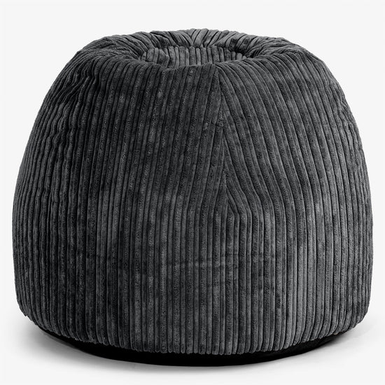 Tabouret Pouf de Coiffeuse - Côtelé Noir 01