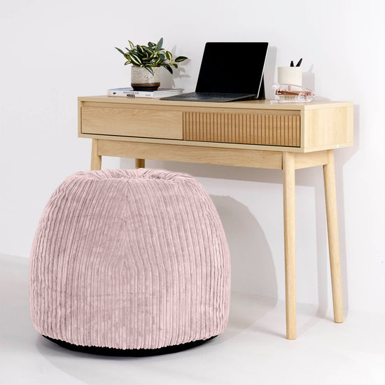Tabouret Pouf de Coiffeuse - Côtelé Rose 02