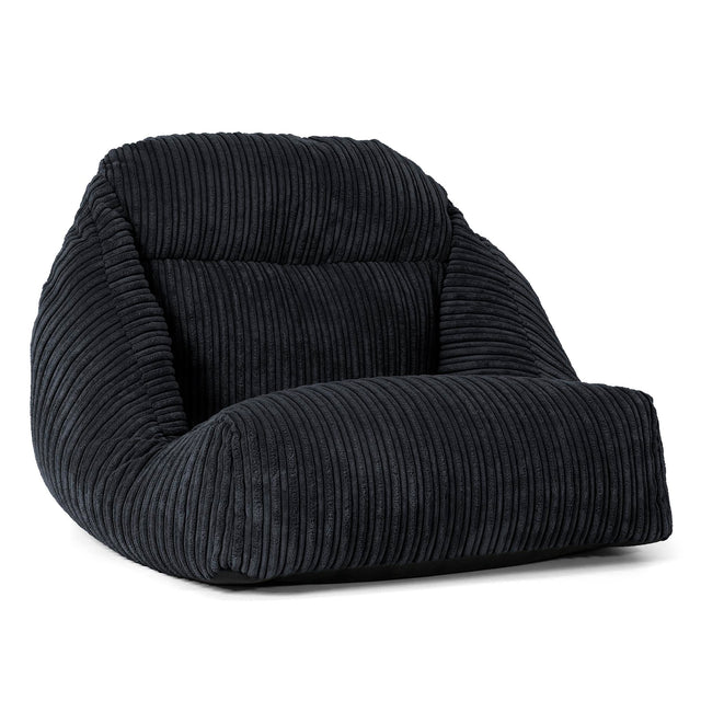 Fauteuil Pouf de Sol Aya - Côtelé Noir 01