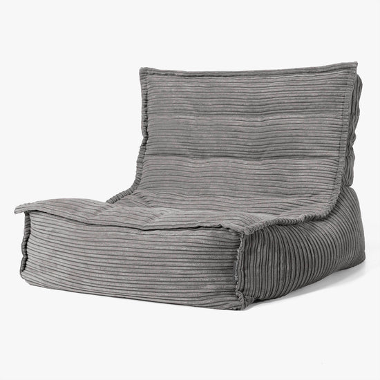 Fauteuil Pouf de Sol Oliver - Côtelé Anthracite 01