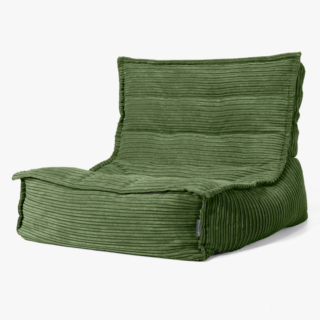 Fauteuil Pouf de Sol Oliver - Côtelé Vert Forêt 01
