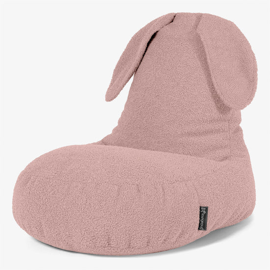 Fauteuil Pouf Enfant Animal Lapin 2-6 ans - Bouclé Rose 01