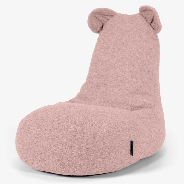 Fauteuil Pouf Enfant Animal Ourson 2-6 ans - Bouclé Rose 01