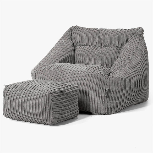 Fauteuil Pouf Maya - Côtelé Anthracite 02