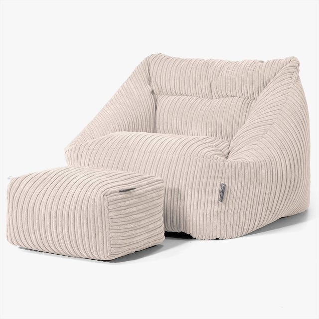 Fauteuil Pouf Maya - Côtelé Ivoire 02
