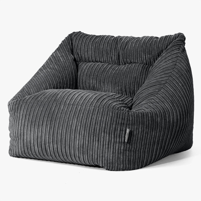 Fauteuil Pouf Maya - Côtelé Noir 01