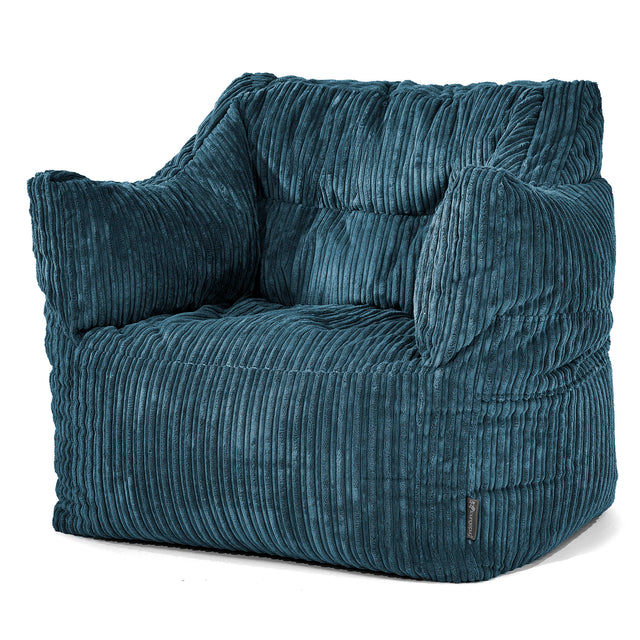 Fauteuil Pouf Victor - Côtelé Bleu Marine 01