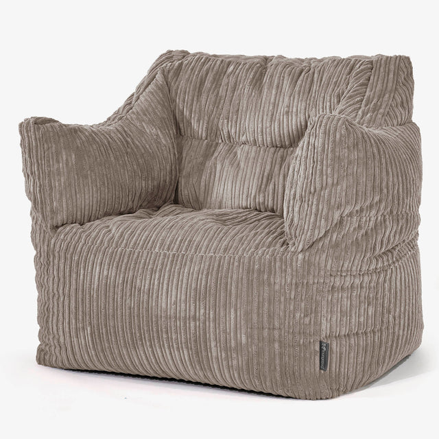 Fauteuil Pouf Victor - Côtelé Grège 01