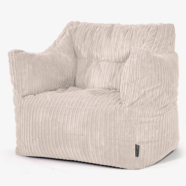 Fauteuil Pouf Victor - Côtelé Ivoire 01