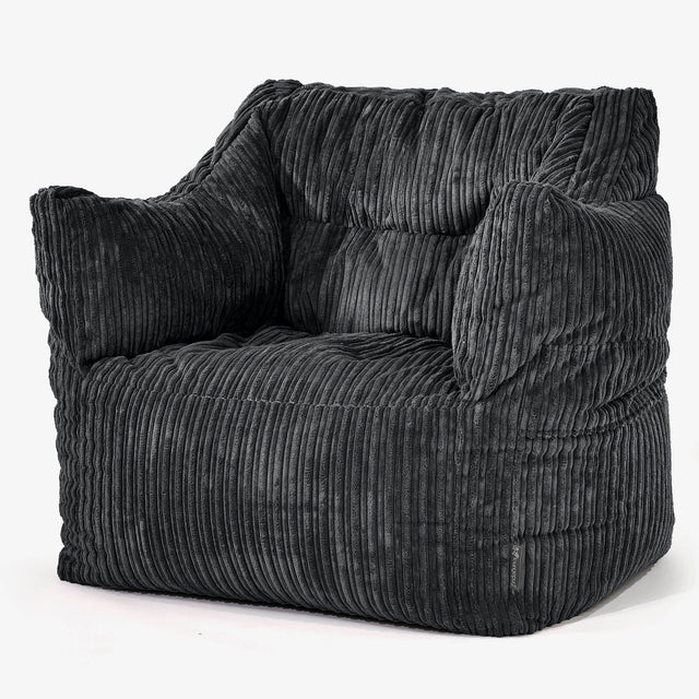 Fauteuil Pouf Victor - Côtelé Noir 01