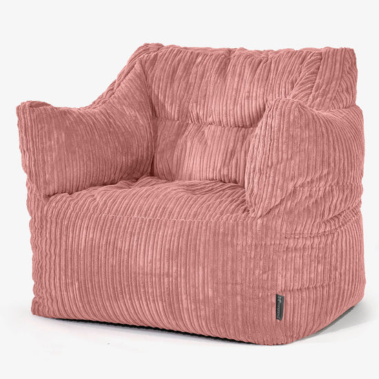 Fauteuil Pouf Victor - Côtelé Pêche 01