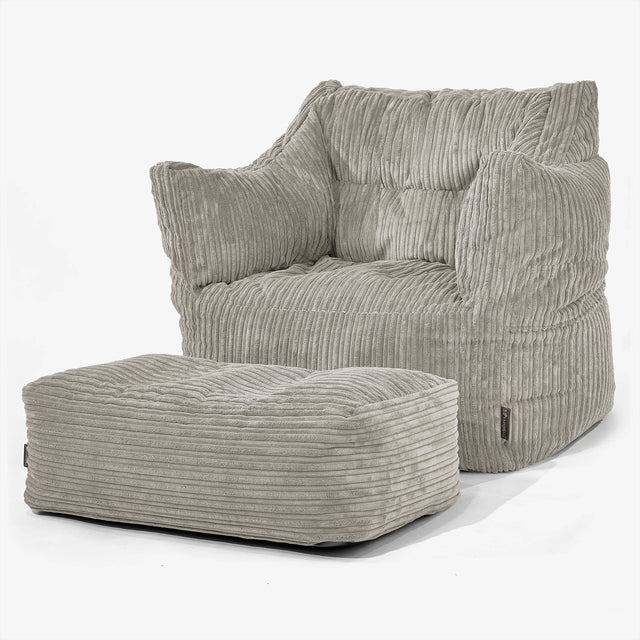 Fauteuil Pouf Victor - Côtelé Vison 02