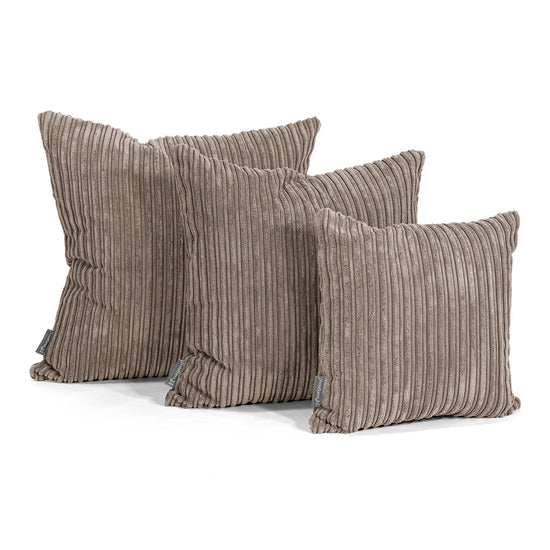 Grand Housse de Coussin 70 x 70cm - Côtelé Grège 02