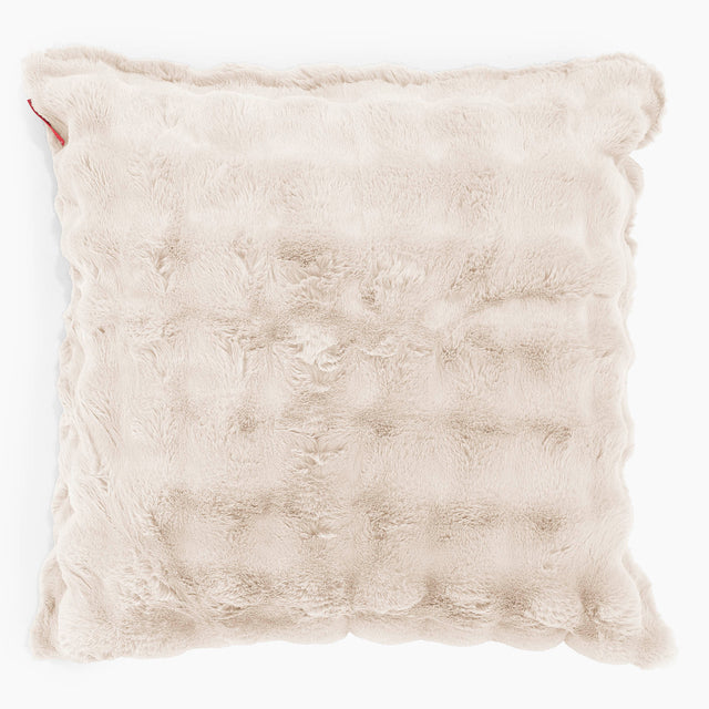 Grand Housse de Coussin 70 x 70cm - Fausse Fourrure à Bulles Crème 01