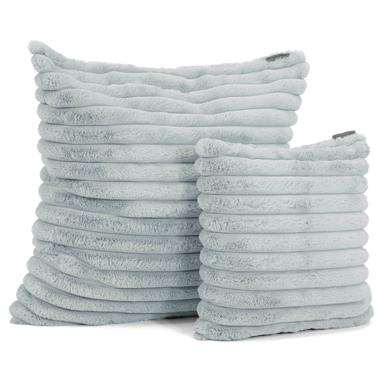 Grand Housse de Coussin 70 x 70cm - Velours Côtelé Ultra Pelucheux Bleu Dragé 02