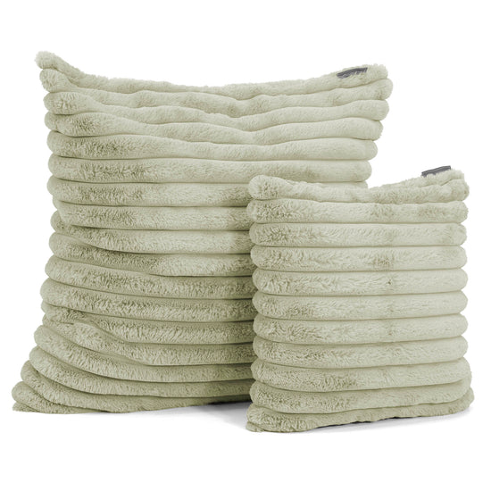 Grand Housse de Coussin 70 x 70cm - Velours Côtelé Ultra Pelucheux Vert Sauge 02