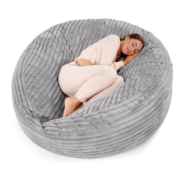 Canapé Pouf Géant Grande Mammouth - Velours Côtelé Ultra Pelucheux Gris