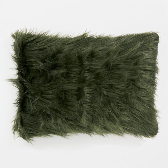 Housse de Coussin Rectangulaire 35 x 50cm - Imitation fourrure à poils longs Vert sauge 01