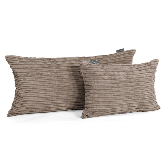 Housse de Coussin Rectangulaire Géant 40 x 70cm - Côtelé Grège 03