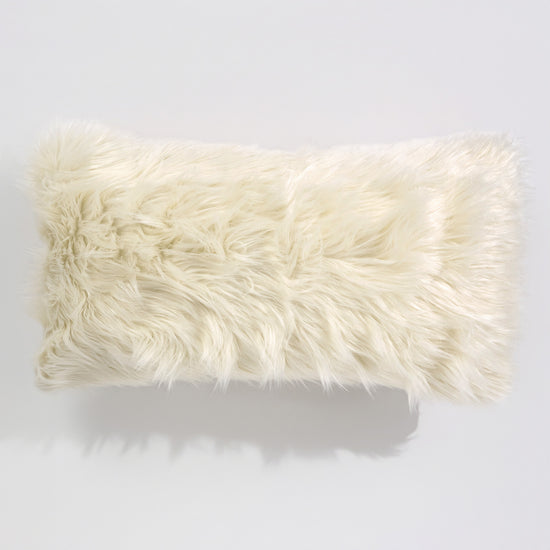 Housse de Coussin Rectangulaire Géant 40 x 70cm - Imitation fourrure à poils longs Crème 01