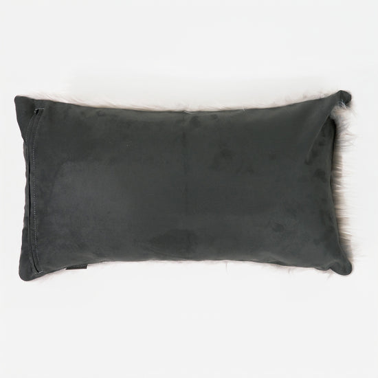 Housse de Coussin Rectangulaire Géant 40 x 70cm - Imitation fourrure à poils longs Gris 02