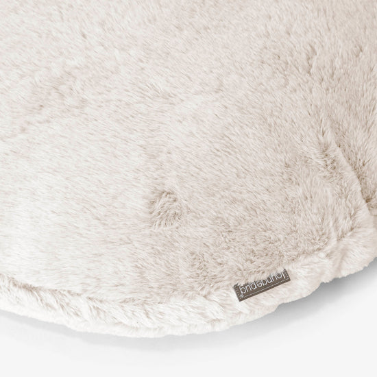 Housse de Coussin Rond 50cm - Fausse Fourrure Lapin Blanc 02