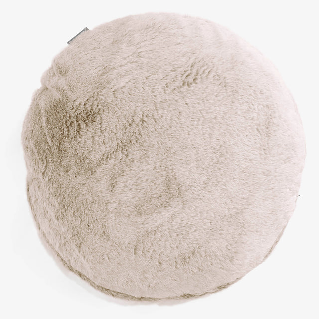Housse de Coussin Rond 50cm - Fausse Fourrure Lapin Brun Doré 01