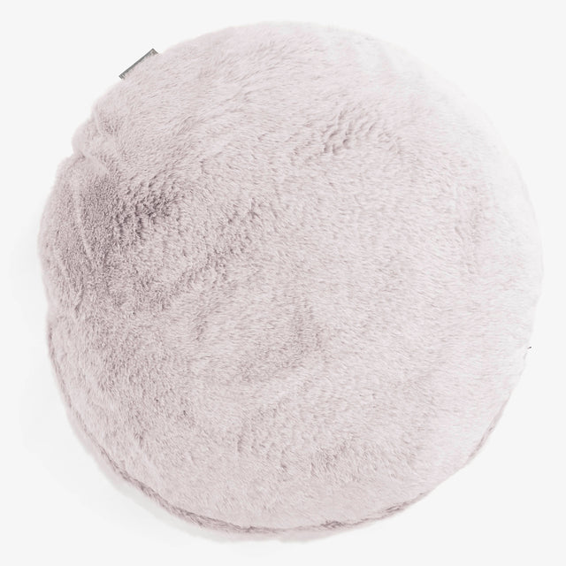 Housse de Coussin Rond 50cm - Fausse Fourrure Lapin Rose Pastel 01