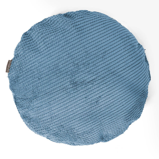 Housse de Coussin Rond 50cm - Pompon Bleu Ciel 01