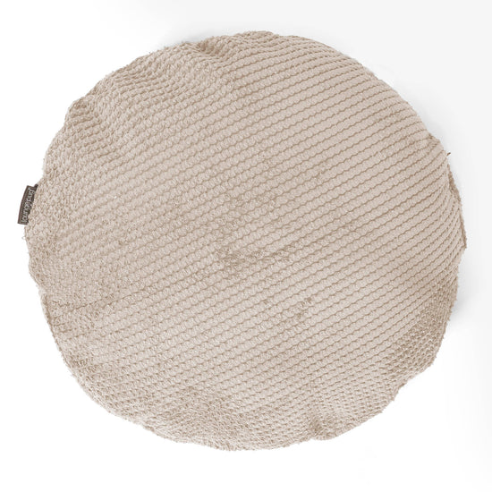 Housse de Coussin Rond 50cm - Pompon Ivoire 01