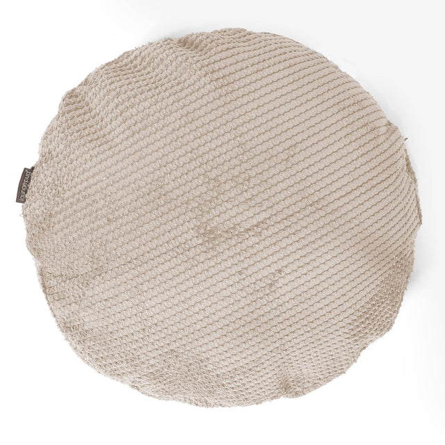 Housse de Coussin Rond 50cm - Pompon Ivoire 01