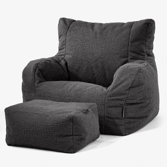 Joséphine Pouf Fauteuil Design - Bouclé Anthracite 01