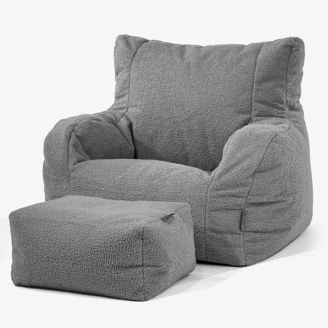 Joséphine Pouf Fauteuil Design - Bouclé Gris 01