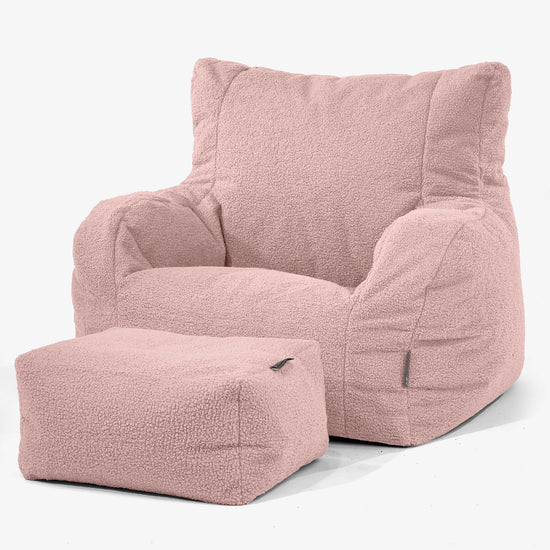 Joséphine Pouf Fauteuil Design - Bouclé Rose 01