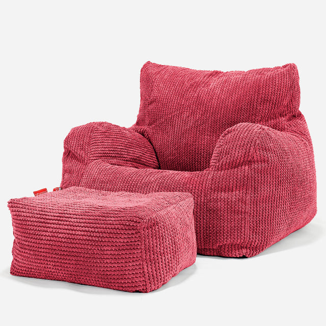 Joséphine Pouf Fauteuil Design - Pompon Rouge pastel 02