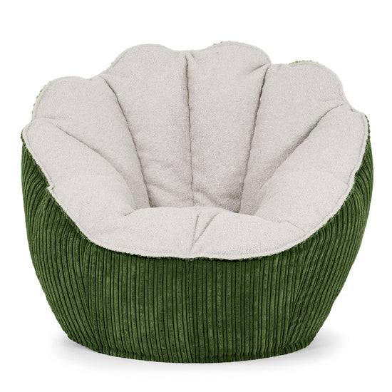 Pouf Fauteuil Natalia Sacco - Bouclé & Côtelé Vert Forêt 01