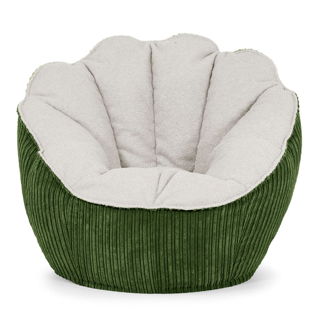 Pouf Fauteuil Natalia Sacco - Bouclé & Côtelé Vert Forêt 01