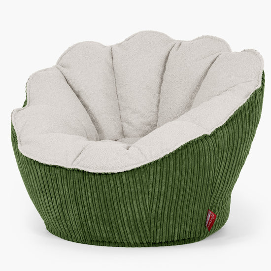 Pouf Fauteuil Natalia Sacco - Bouclé & Côtelé Vert Forêt 02