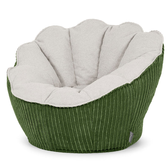 Pouf Fauteuil Natalia Sacco - Bouclé & Côtelé Vert Forêt 02