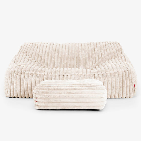 Le Canapé Pouf Doudou - Velours Côtelé Ultra Pelucheux Crème 03