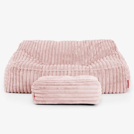 Le Canapé Pouf Doudou - Velours Côtelé Ultra Pelucheux Rose Pastel 03
